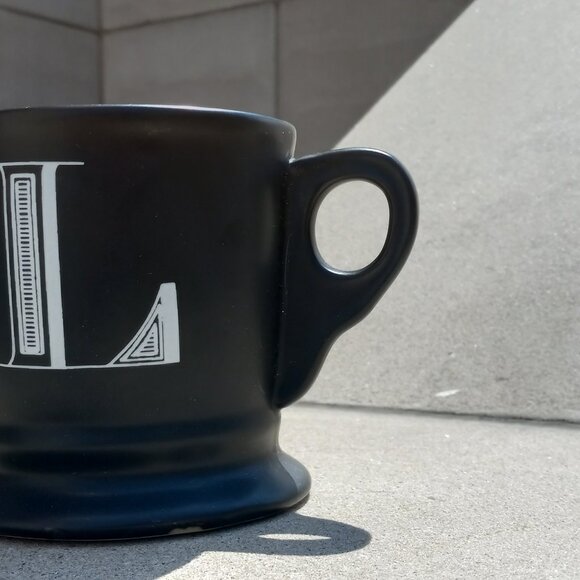 Anthropologie Black Mug with White Monogram - Coffee Mug with Initial "L" - Picture 4 of 13